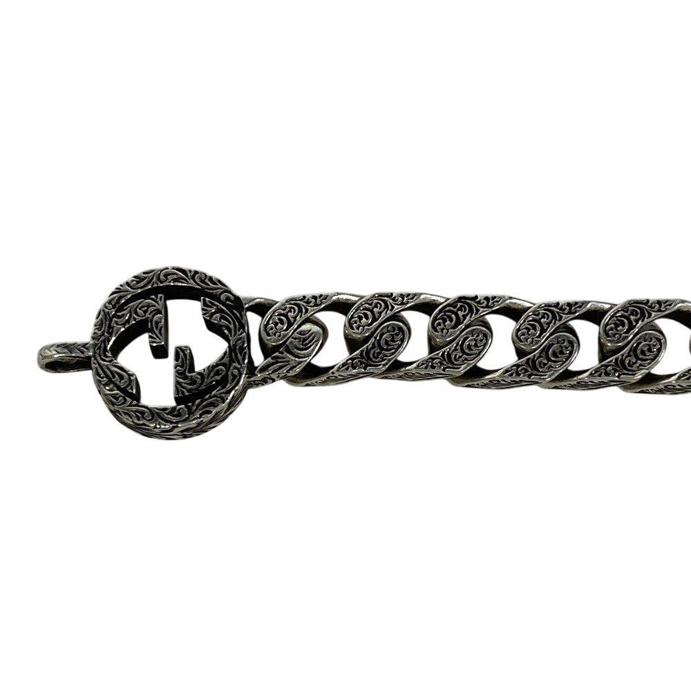 GUCCI bracelet Silver925 Silver Interlocking G Arabesque mens(Unisex) 20 Used Authentic
