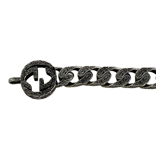 GUCCI bracelet Silver925 Silver Interlocking G Arabesque mens(Unisex) 20 Used Authentic