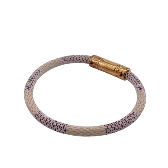 LOUIS VUITTON bracelet M6607E leather white Damier Azur Keep it