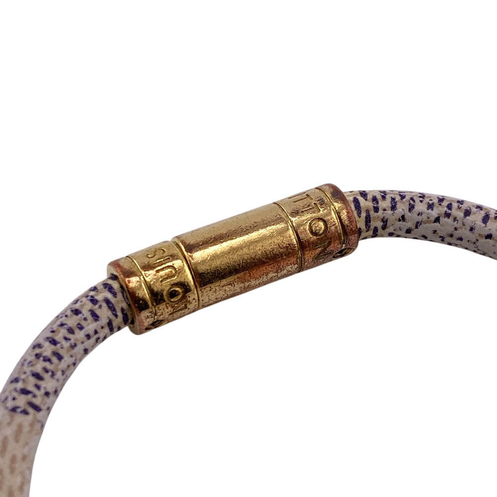 LOUIS VUITTON bracelet M6607E leather white Damier Azur Keep it
