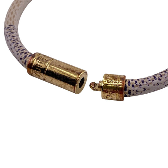 LOUIS VUITTON bracelet M6607E leather white Damier Azur Keep it