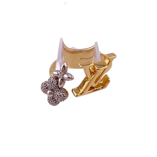 LOUIS VUITTON Ring M1093M Gold Plated gold Rhinestone Women M Used Authentic