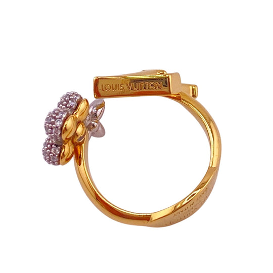 LOUIS VUITTON Ring M1093M Gold Plated gold Rhinestone Women M Used Authentic