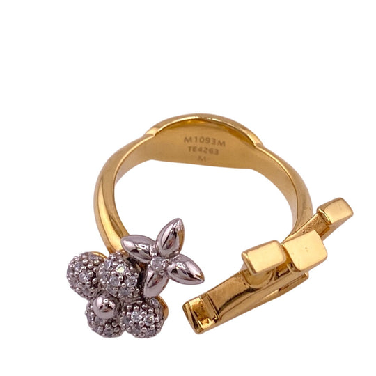 LOUIS VUITTON Ring M1093M Gold Plated gold Rhinestone Women M Used Authentic