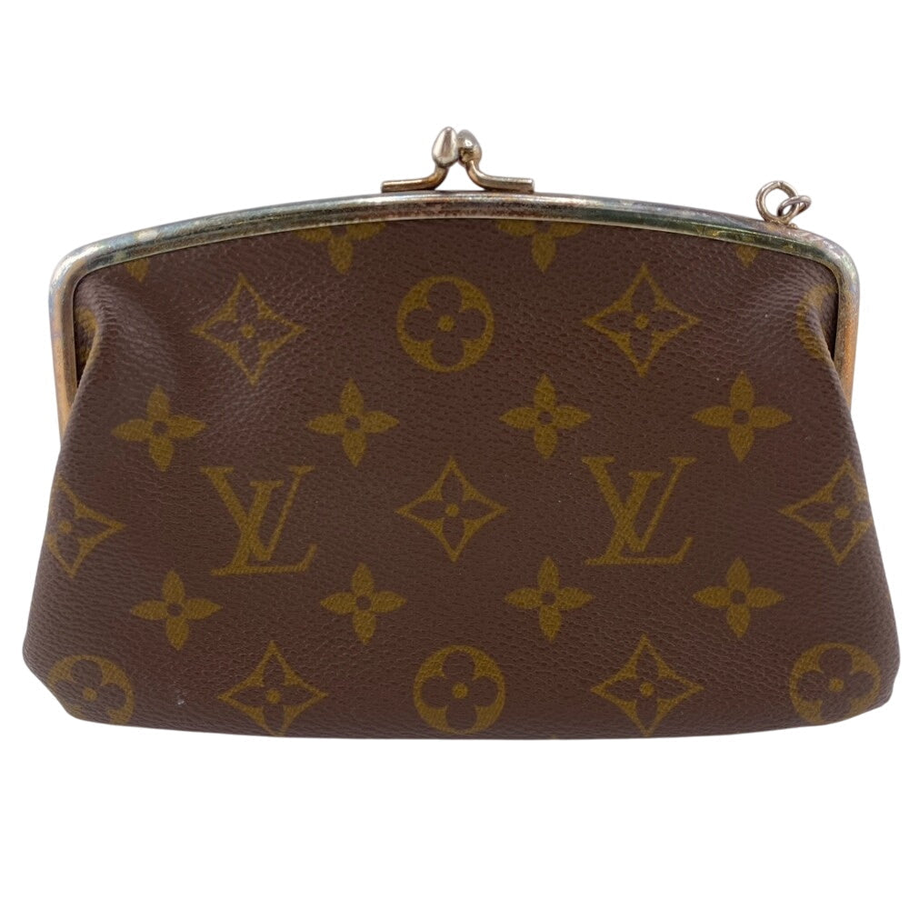 LOUIS VUITTON Pouch leather Brown Gamaguchi Monogram USA Women Used Authentic