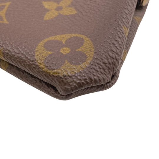 LOUIS VUITTON Pouch leather Brown Gamaguchi Monogram USA Women Used Authentic