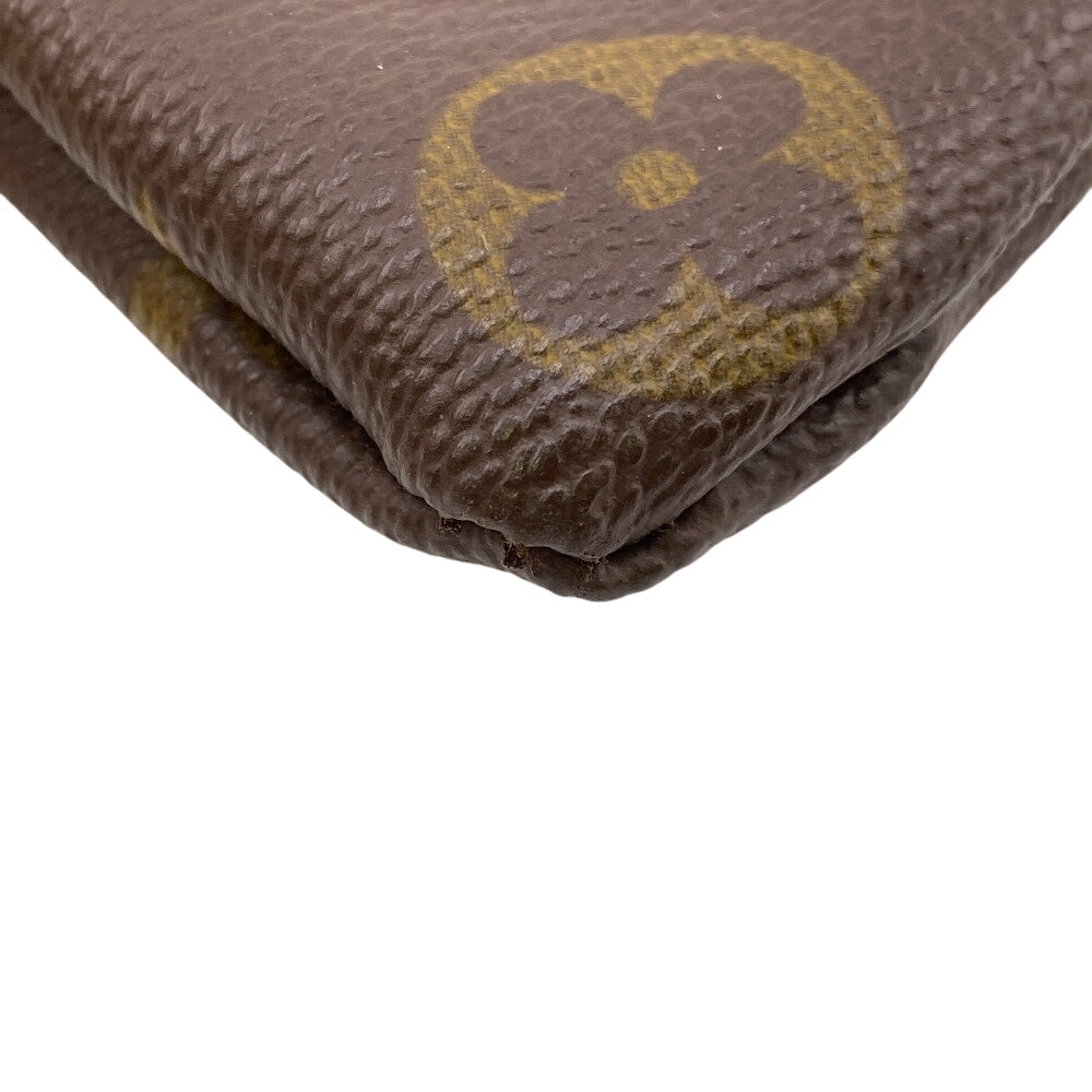 LOUIS VUITTON Pouch leather Brown Gamaguchi Monogram USA Women Used Authentic