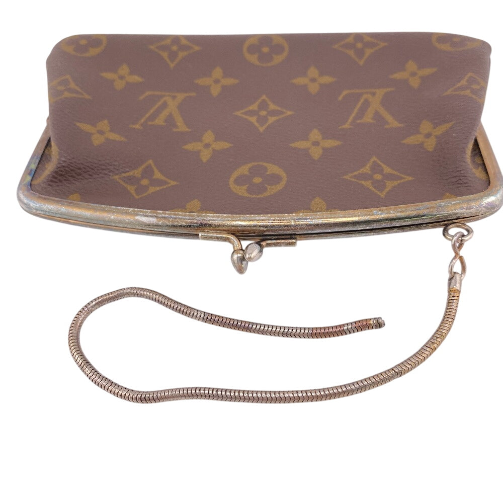 LOUIS VUITTON Pouch leather Brown Gamaguchi Monogram USA Women Used Authentic