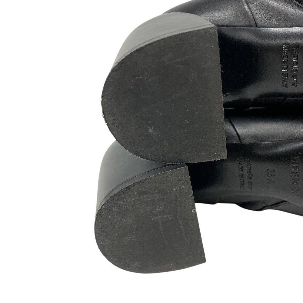 HERMES boots leather black 35 1/2