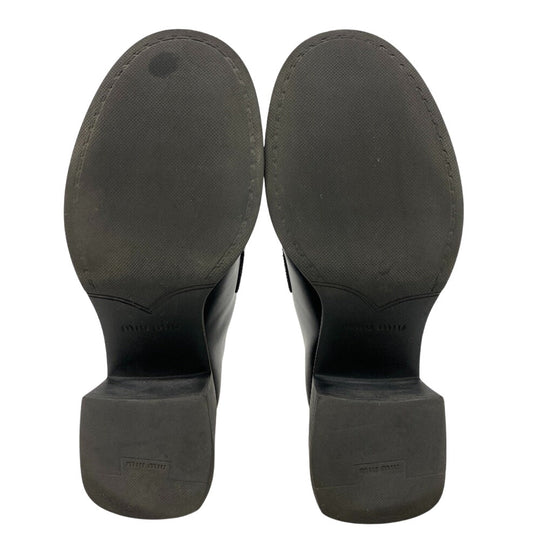 MIUMIU loafers 5D926D leather black Penny loafers coin Women 38 Used Authentic