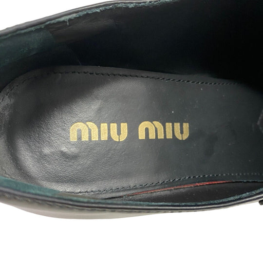 MIUMIU loafers 5D926D leather black Penny loafers coin Women 38 Used Authentic