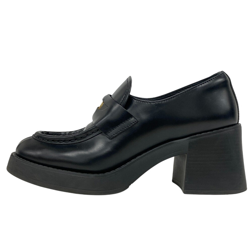 MIUMIU loafers 5D926D leather black Penny loafers coin Women 38 Used Authentic