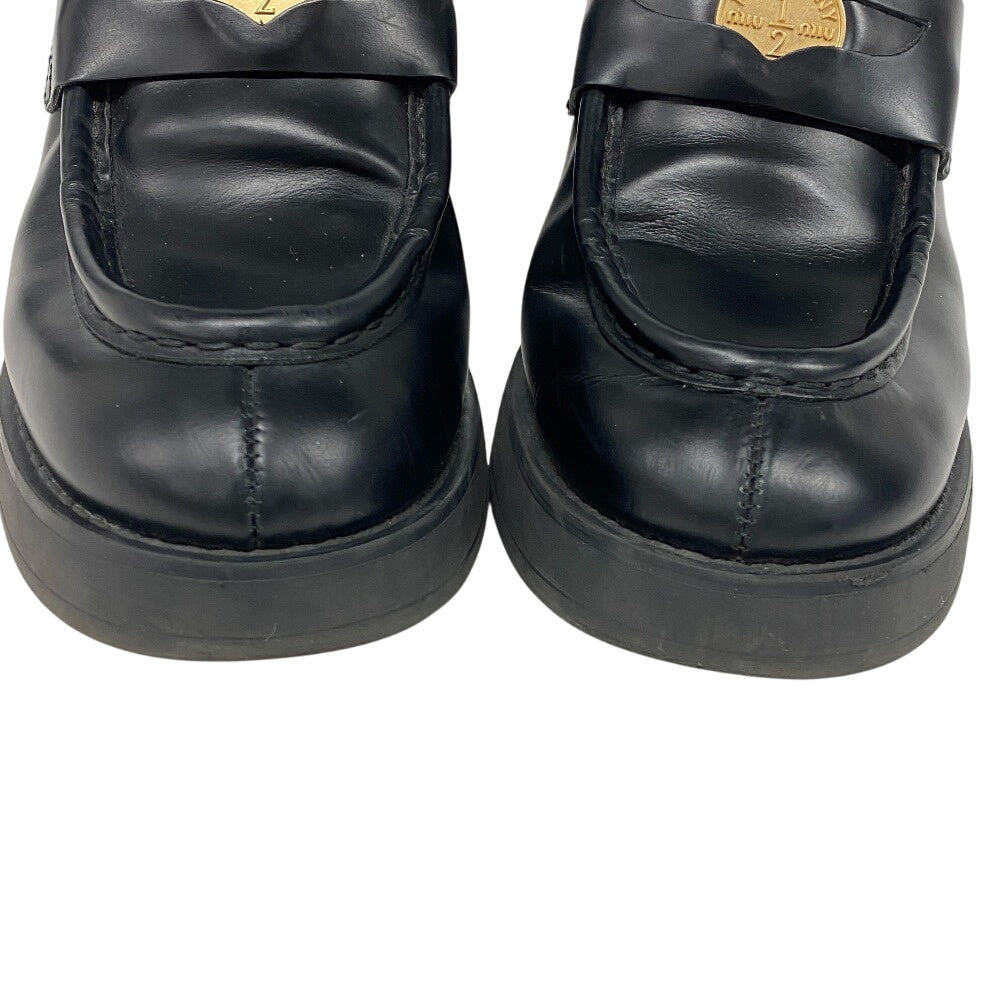 MIUMIU loafers 5D926D leather black Penny loafers coin Women 38 Used Authentic