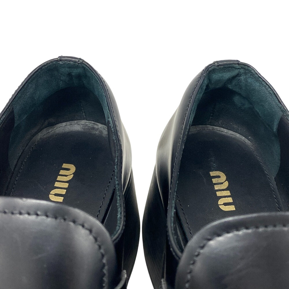 MIUMIU loafers 5D926D leather black Penny loafers coin Women 38 Used Authentic