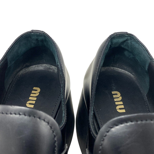 MIUMIU loafers 5D926D leather black Penny loafers coin Women 38 Used Authentic