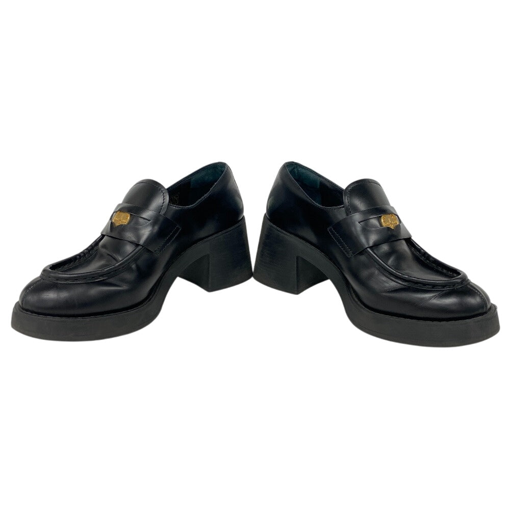 MIUMIU loafers 5D926D leather black Penny loafers coin Women 38 Used Authentic