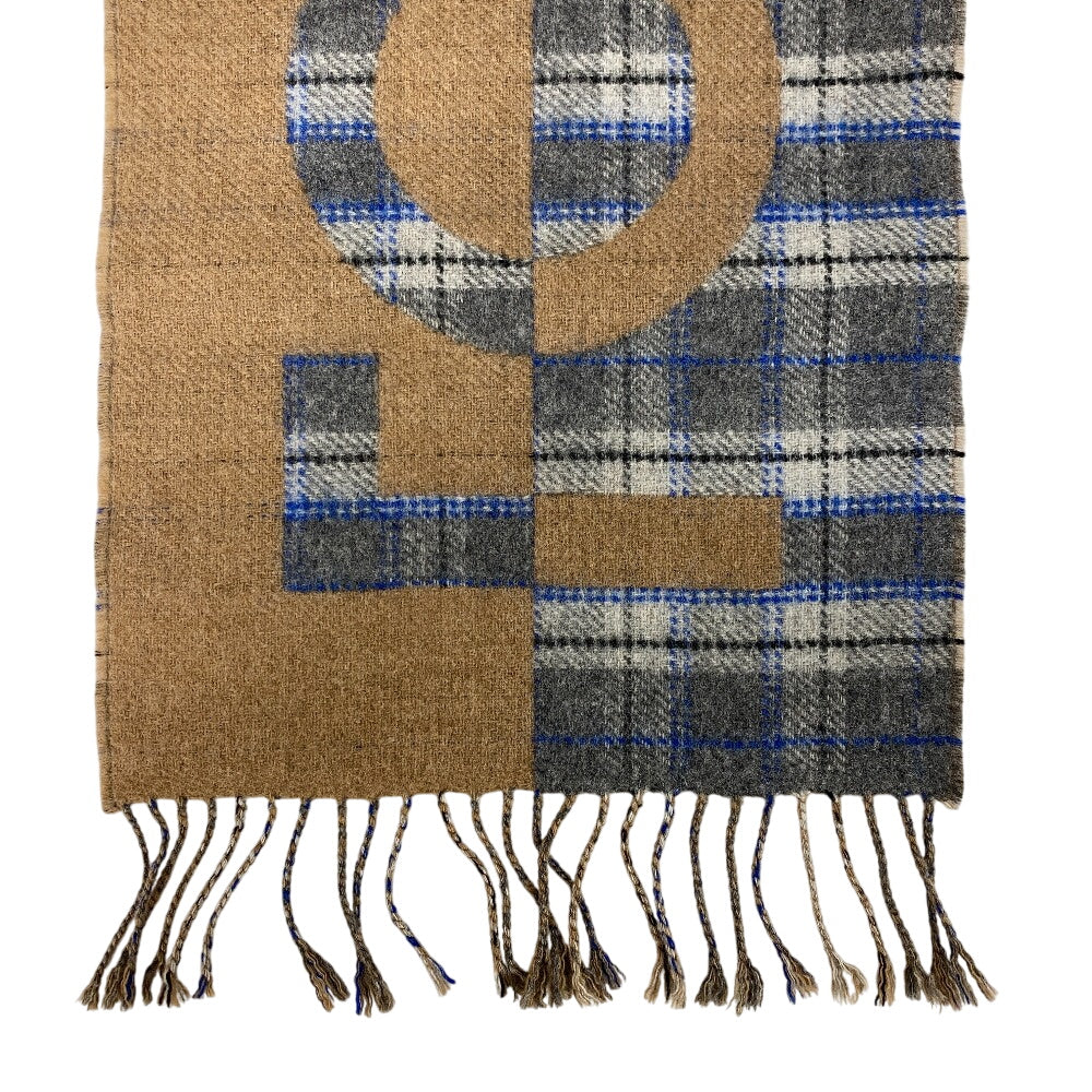 LOUIS VUITTON Scarf Cashmere, Wool beige Escalp Check with Louis mens(Unisex) Used Authentic
