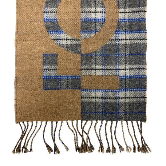 LOUIS VUITTON Scarf Cashmere, Wool beige Escalp Check with Louis mens(Unisex) Used Authentic