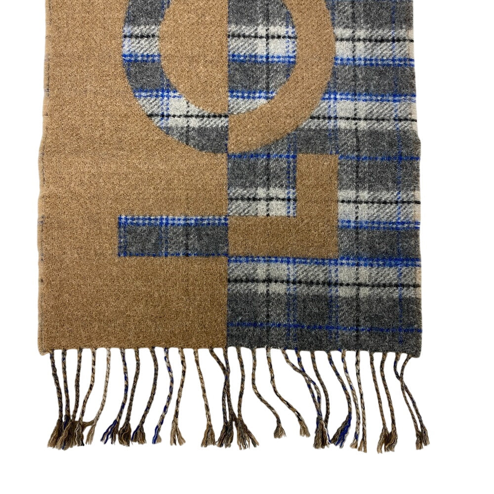 LOUIS VUITTON Scarf Cashmere, Wool beige Escalp Check with Louis mens(Unisex) Used Authentic