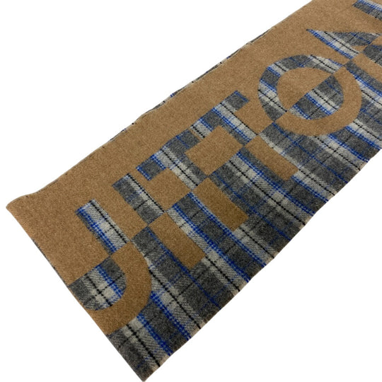 LOUIS VUITTON Scarf Cashmere, Wool beige Escalp Check with Louis mens(Unisex) Used Authentic