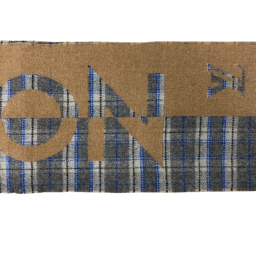 LOUIS VUITTON Scarf Cashmere, Wool beige Escalp Check with Louis mens(Unisex) Used Authentic