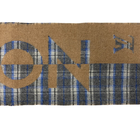 LOUIS VUITTON Scarf Cashmere, Wool beige Escalp Check with Louis mens(Unisex) Used Authentic