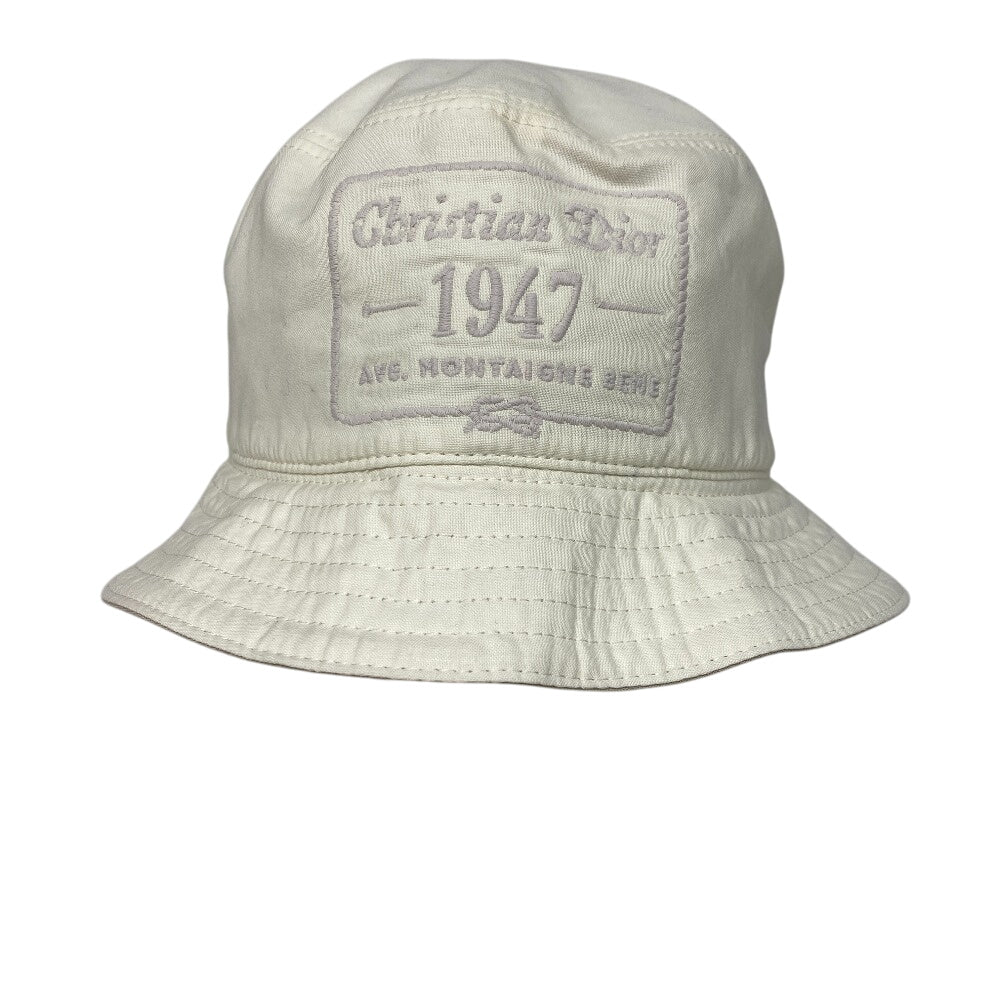 Christian Dior Other hats Cotton, Polyester white Bucket hat embroidery mens(Unisex) L Used Authentic
