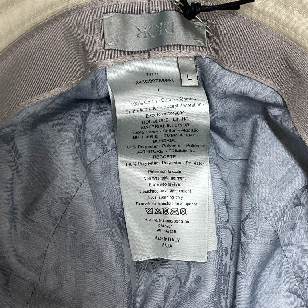 Christian Dior Other hats Cotton, Polyester white Bucket hat embroidery mens(Unisex) L Used Authentic