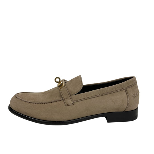 HERMES loafers suede beige Kelly Metal Desting Women 38.5 Used Authentic