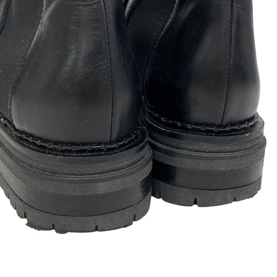 Sergio Rossi boots Leather, Fabric black Biker Boots Side Gore Boots Beaded Buckle BIKER PRINCE Women 37 Used Authentic