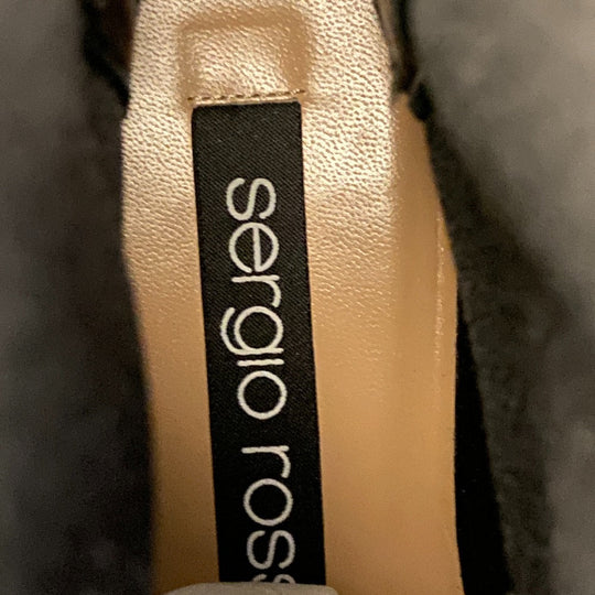 Sergio Rossi boots Leather, Fabric black Biker Boots Side Gore Boots Beaded Buckle BIKER PRINCE Women 37 Used Authentic