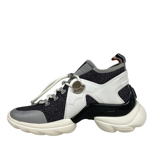 MONCLER sneakers Fabric, Knit black lame panel Women 35 Used Authentic
