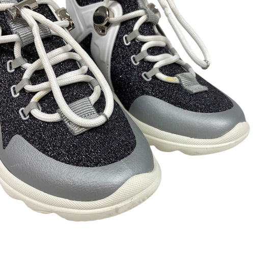 MONCLER sneakers Fabric, Knit black lame panel Women 35 Used Authentic