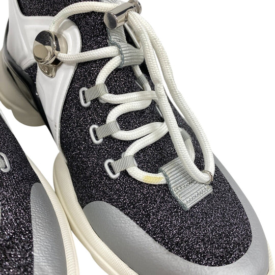 MONCLER sneakers Fabric, Knit black lame panel Women 35 Used Authentic