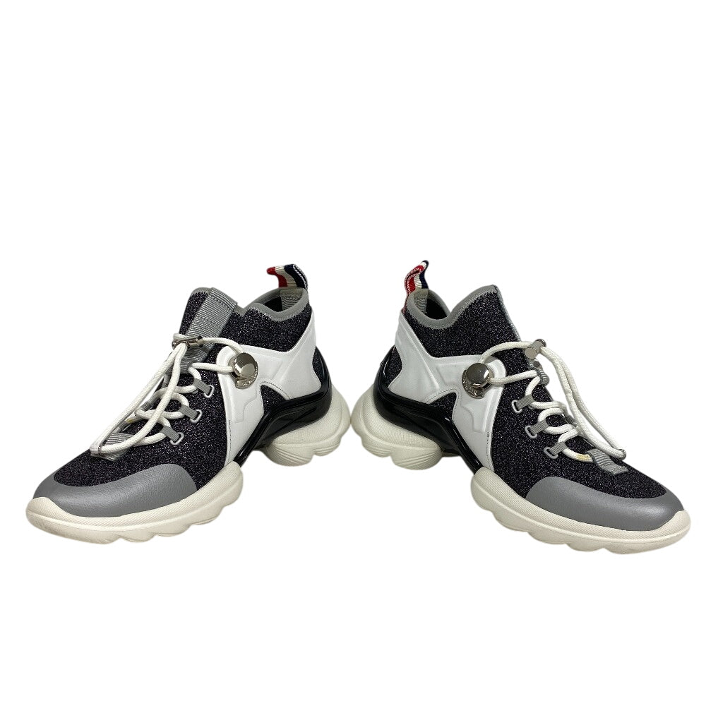 MONCLER sneakers Fabric, Knit black lame panel Women 35 Used Authentic