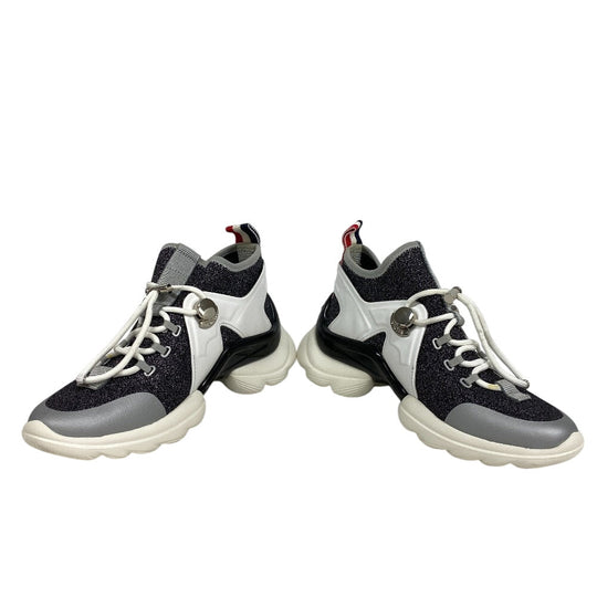 MONCLER sneakers Fabric, Knit black lame panel Women 35 Used Authentic