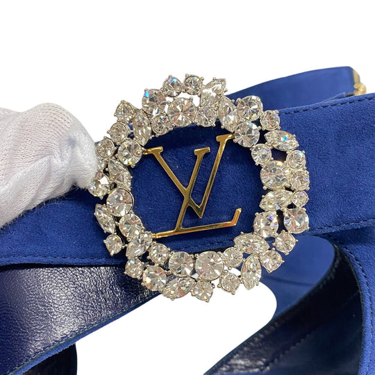 LOUIS VUITTON Sandals Suede, Leather blue 19 years Bijoux Women 36 1/2 Used Authentic