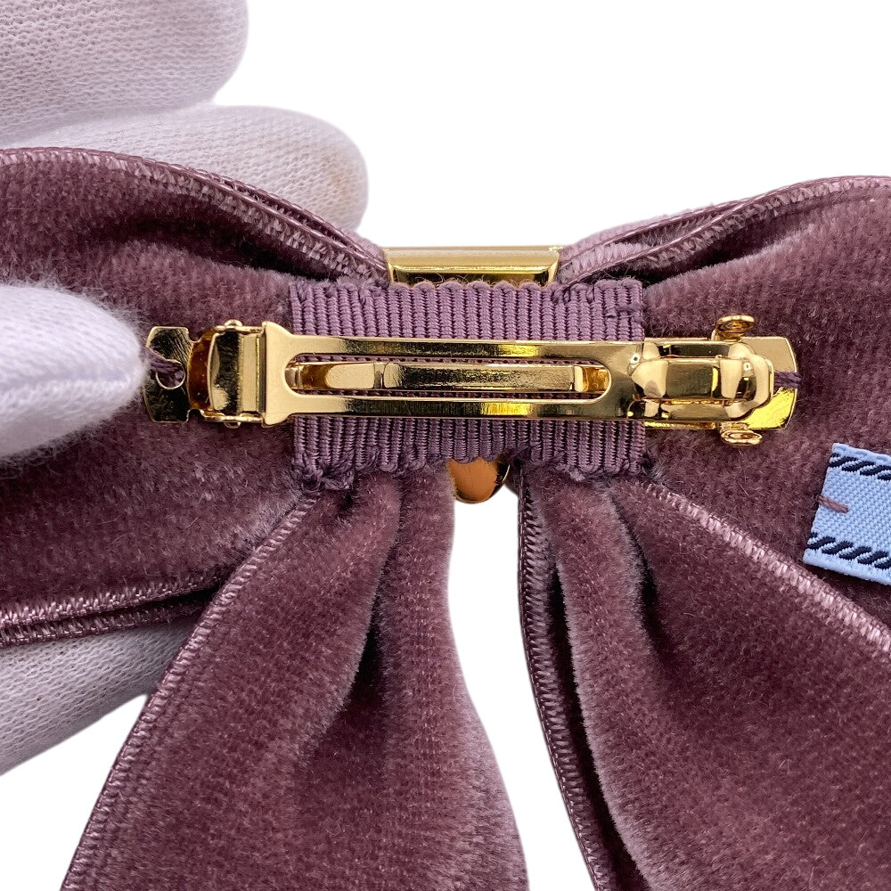PRADA Valletta 1IF154 Velor pink Triangle Plate Ribbon hair accessory