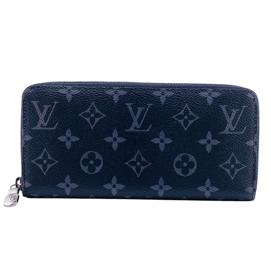 LOUIS VUITTON Long Wallet Purse M62295 leather black Zip Around Monogram Eclipse Zippy Wallet Horizontal mens(Unisex) Used Authentic
