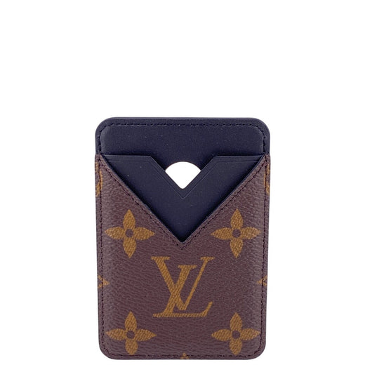 LOUIS VUITTON Card Case M13185 leather Brown Monogram macacer Porto Carte Magnet mens(Unisex) Used Authentic