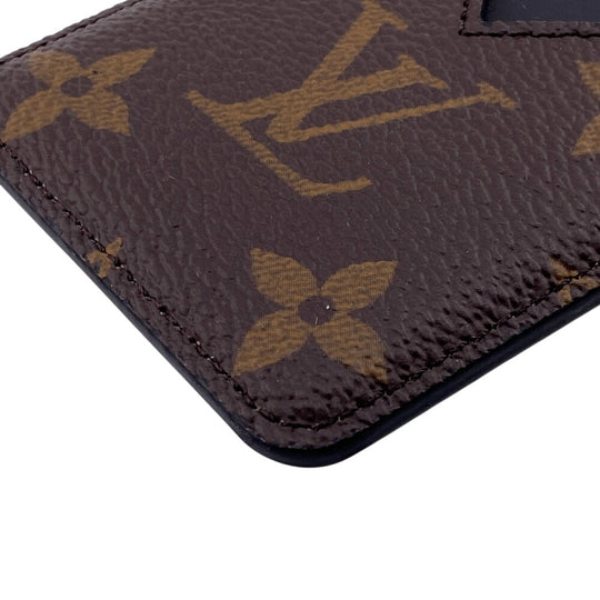 LOUIS VUITTON Card Case M13185 leather Brown Monogram macacer Porto Carte Magnet mens(Unisex) Used Authentic