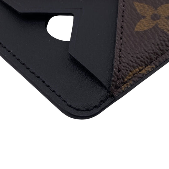 LOUIS VUITTON Card Case M13185 leather Brown Monogram macacer Porto Carte Magnet mens(Unisex) Used Authentic