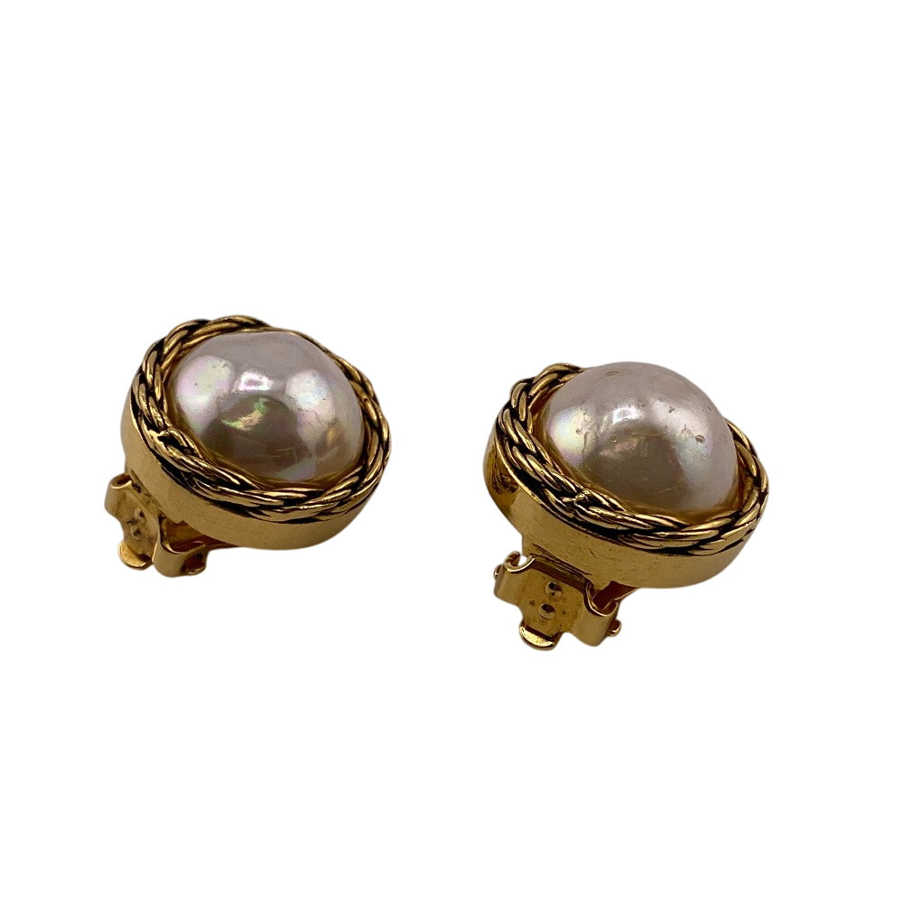 CHANEL Earring Gold Plated gold 1980 2070 Pearl Women Used Authentic
