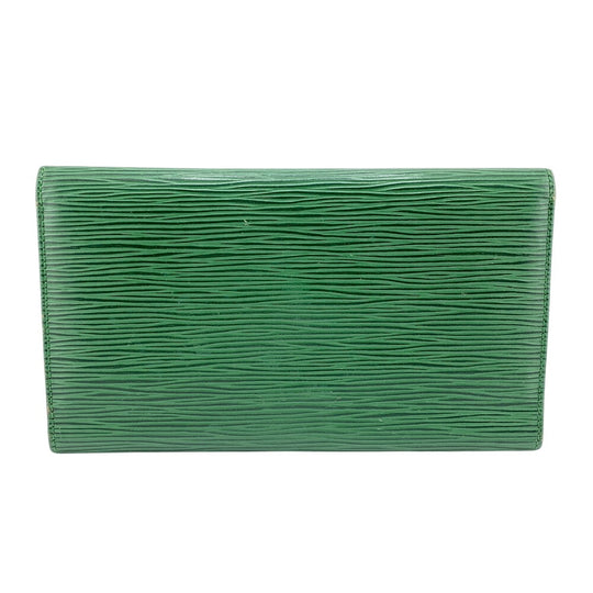 LOUIS VUITTON Long Wallet Purse M63384 Patent leather green Epi Porto Tresor mens(Unisex) Used Authentic