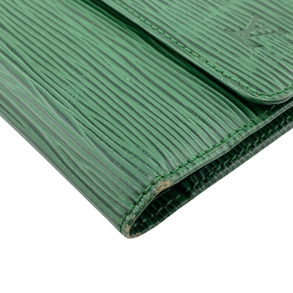 LOUIS VUITTON Long Wallet Purse M63384 Patent leather green Epi Porto Tresor mens(Unisex) Used Authentic