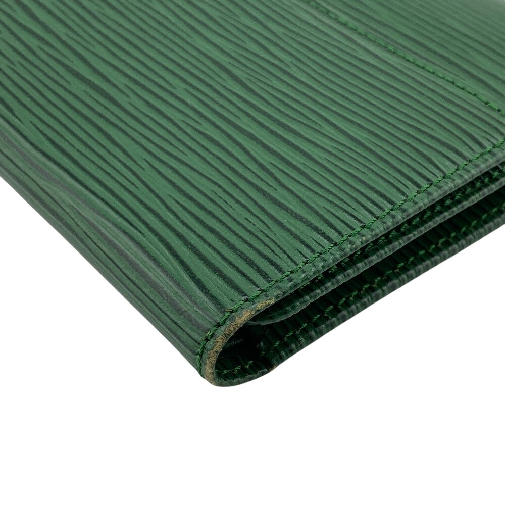 LOUIS VUITTON Long Wallet Purse M63384 Patent leather green Epi Porto Tresor mens(Unisex) Used Authentic