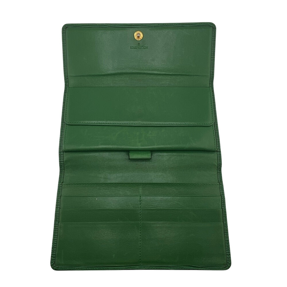 LOUIS VUITTON Long Wallet Purse M63384 Patent leather green Epi Porto Tresor mens(Unisex) Used Authentic