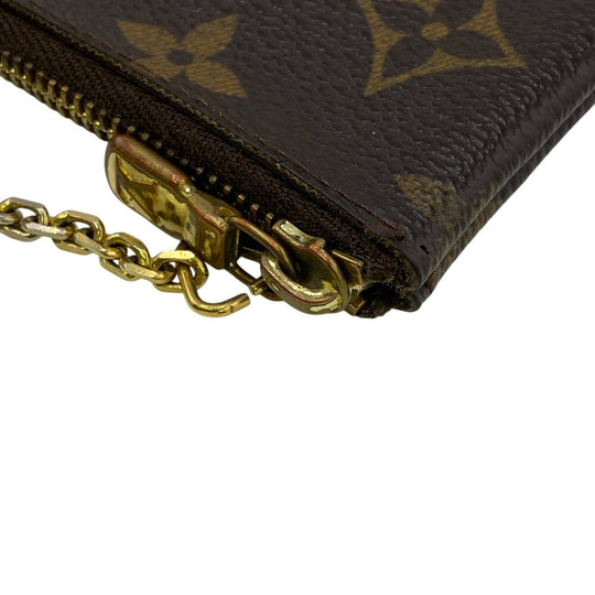 LOUIS VUITTON Coin case M60033 leather Brown Key Ring Pochette Monogram groom Kle Women Used Authentic