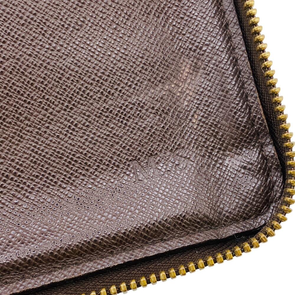 LOUIS VUITTON Long Wallet Purse N60003 leather Brown Zip Around Damier Zippy Organizer mens(Unisex) Used Authentic