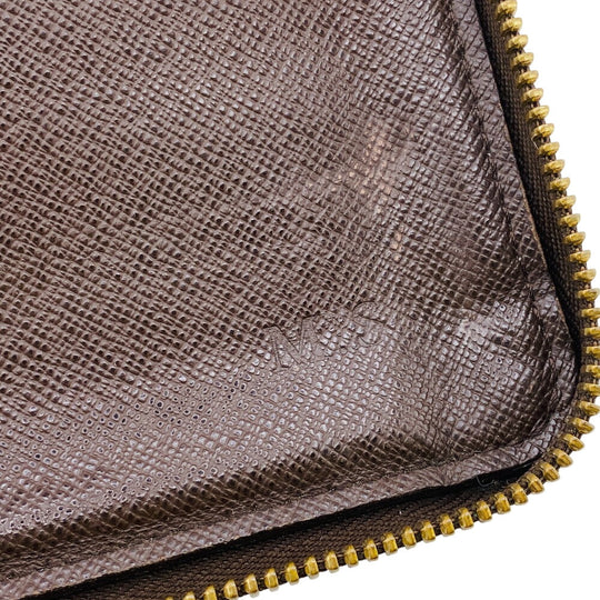 LOUIS VUITTON Long Wallet Purse N60003 leather Brown Zip Around Damier Zippy Organizer mens(Unisex) Used Authentic